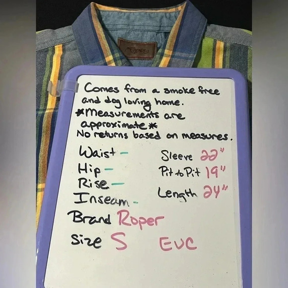 Roper size S button up tightly woven midweight cotton plaid EUC - Picture 8 of 10